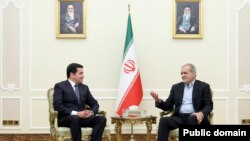 Iran- Iranian President Masoud Pezeshkian meets with Azerbaijani presidential aide Hikmet Hajiyev, Tehran, February 2, 2025.
