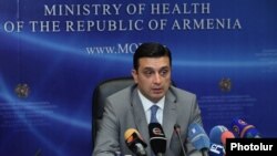 Armenia -- Health Minister Armen Muradian gives a press conference, Yerevan, 1Aug2014