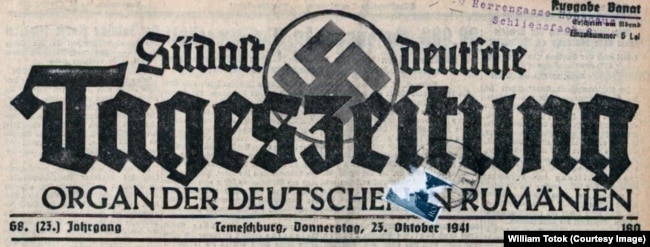 Südostdeutsche Tageszeitung (frontispiciul cu zvastica), 1941