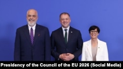 Premijer Albanije, Edi Rama (prvi s lijeva), tokom 9. međuvladine konferencije Albanije i Evropske unije u Briselu, 14. jula 2026.