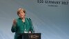 German Chancellor Angela Merkel speaks during the final press conference on the second day of the G20 summit in Hamburg on July 8.