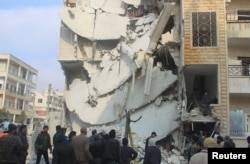 Последствия предположительно российских бомбардировок сирийского города Идлиб, 20 декабря 2015 года
