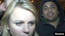 CBS correspondent Lara Logan is pictured on Cairo's Tahrir Square moments before she was assaulted on February 11.