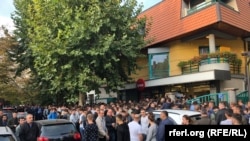 Kosovars waiting in line to buy tickets for the Kosovo versus Malta soccer match. 