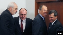 Hazarýaka döwletleriniň daşary işler ministrleri derejesindäki maslahatyna gatnaşyjylar, Moskwa, 22-nji aprel, 2014.