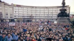 Bulgaria -- About 50,000 people stage a demonstration on in Sofia on November 17, 1989, demanding for change of regime and free elections. In November 1989 demonstrations on ecological issues were also staged in Sofia and these soon broadened into a gener