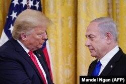 Donald Trump și Benjamin Netanyahu la Washington, 28 ianuarie 2020