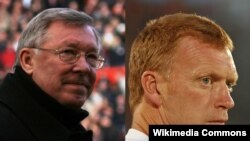 David Moyes (djathtas) dhe Alex Ferguson