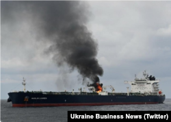 Танкер Elbus біля узбережжя Туреччини після влучення українського морського дрона. 8 січня 2026 року