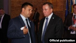 Кіраўнік МЗС Украіны Павал Клімкін і кіраўнік МЗС Беларусі Уладзімер Макей