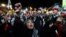 People chant at a rally in Tehran on May 6.