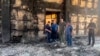 Глава Дагестана Сергей Меликов осматривает сожженную синагогу после теракта