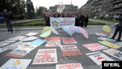 Sa jednog od protesta antifašista u Srbiji, novembar 2009., foto. Vesna Anđić