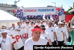 Pristalice vlasti na mitingu Srpske napredne stranke, 27. jun 2026.