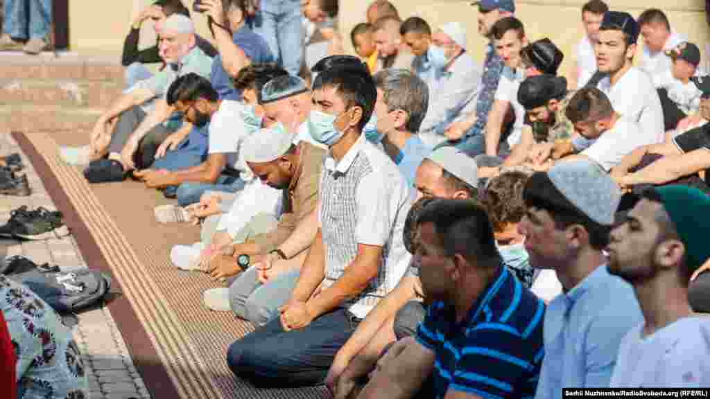 Muslims pray at the Ar-Rahma Mosque in Kyiv, Ukraine.