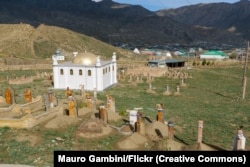 An April 3 image of a cemetery in Nohur, a village in western Turkmenistan.