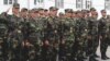 Armenia -- Soldiers lined up on a parade ground.