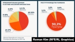 Соотношение между этническим составом Афганистана и этническим составом чиновников «Талибана»