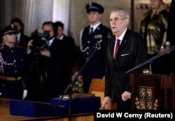 Переобраний президент Чехії Мілош Земан під час інавгурації. Прага, 8 березня 2018 року