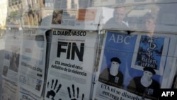 Баскские газеты на следующий день после того, как ЭТА объявила о прекращении вооруженных действий, 21 октября 2011 г.