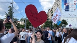 Serbia--Belgrade--Student meeting at Slavija, May 23, 2026.