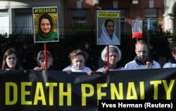 Протест против применения смертной казни в Иране у посольства Ирана в Бельгии. Брюссель, 10 октября 2019 года.