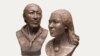 Скульптурные изображения мужчины и женщины, живших около 10 тысяч лет назад