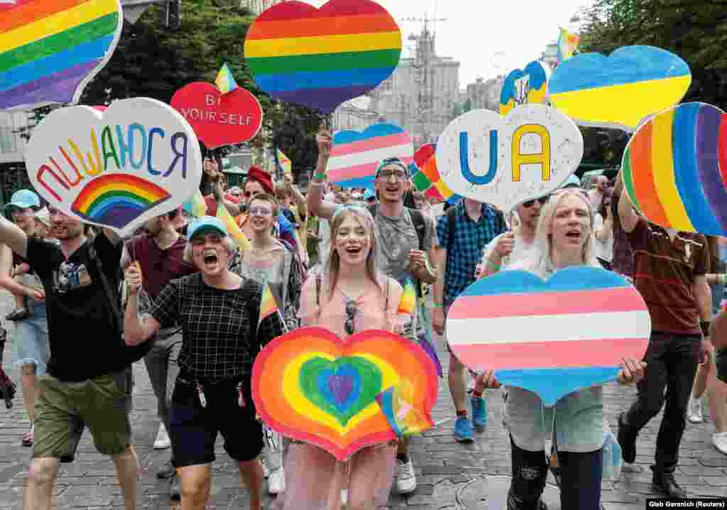 March organizers said that their goal was to promote &quot;full respect&quot; for the rights of the lesbian, gay, LGBT community in Ukraine.&nbsp;