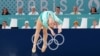 Romania's Ana Barbosu competes in the artistic gymnastics floor exercise final at the Bercy Arena in Paris on August 5.