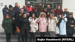 Members of the Justice For David group in front of the Banja Luka Basic Court on February 7.