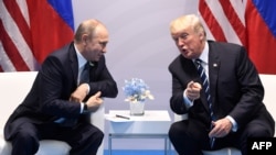 U.S. President Donald Trump and Russian President Vladimir Putin meet on the sidelines of the G20 summit in Hamburg.