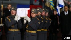 The body of slain Russian Ambassador Andrei Karlov is returned to Moscow on December 20.