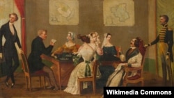 Игроки в карты. Картина маслом неизвестного художника (прибл.1850 г.)
