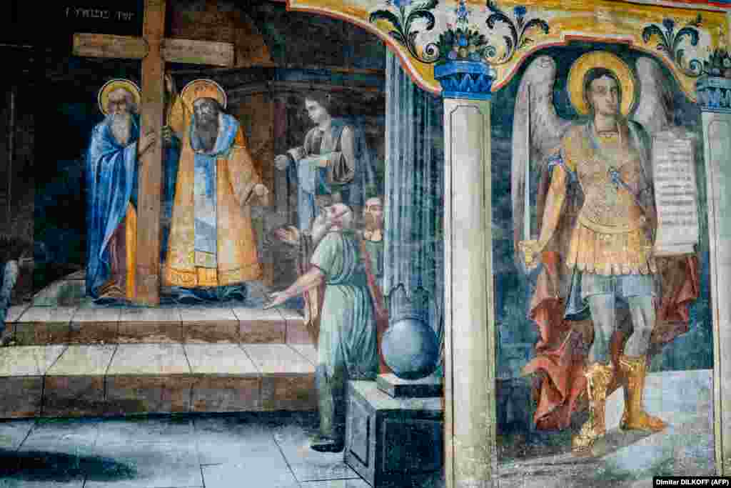 A fresco in the Church of Saint Constantine and Saint Elena. The first church on the site was built in the 4th century.
