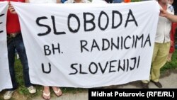 Jedan od protesta bh. radnika iz Slovenije - iz arhive