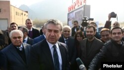 Armenia - Prime Minister Karen Karapetian speaks to journalists at the official opening of a free economic zone near Meghri, 15Dec2017.