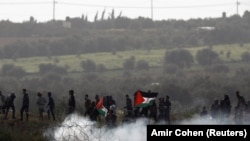 Protest Palestinaca na granici Izraela i Gaze, ilustrovana fotografija 