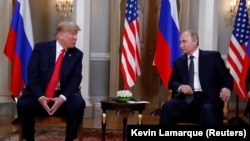 Presidenti i Shteteve të Bashkuara, Donald Trump dhe homologu i tij rus, Vladimir Putin. Helsinki, 16 qershor, 2018.