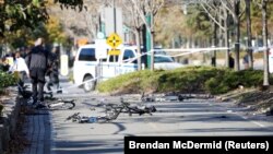 Велосипедная дорожка, по которой перед столкновением со школьным автобусом проехал пикап.