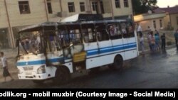 Самарқандда ёниб кетган автобус. 2014 йил, июль.
