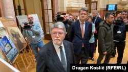 Членови на делегацијата на ЕУ предводена од известувачот на тоа тело за Србија, Тонино Пицула, во српскиот парламент, на 23 јануари 2026 година