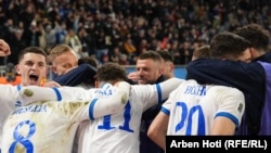 Gëzimi për fitoren e shënuar në Sllovaki.