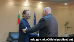 Takimi ndërmjet kryediplomatit maqedonas, Bujar Osmani dhe kryeministrit bullgar, Bojko Borisov. Sofje, 16 mars, 2021. 