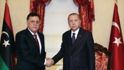 Голова УНЗ Фаіз Сарадж (ліворуч) в Анкарі в гостях у президента Туреччини Реджепа Ердогана. 15 грудня 2019 року
