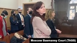 Kira Yarmysh attends a court hearing in Moscow on March 18.