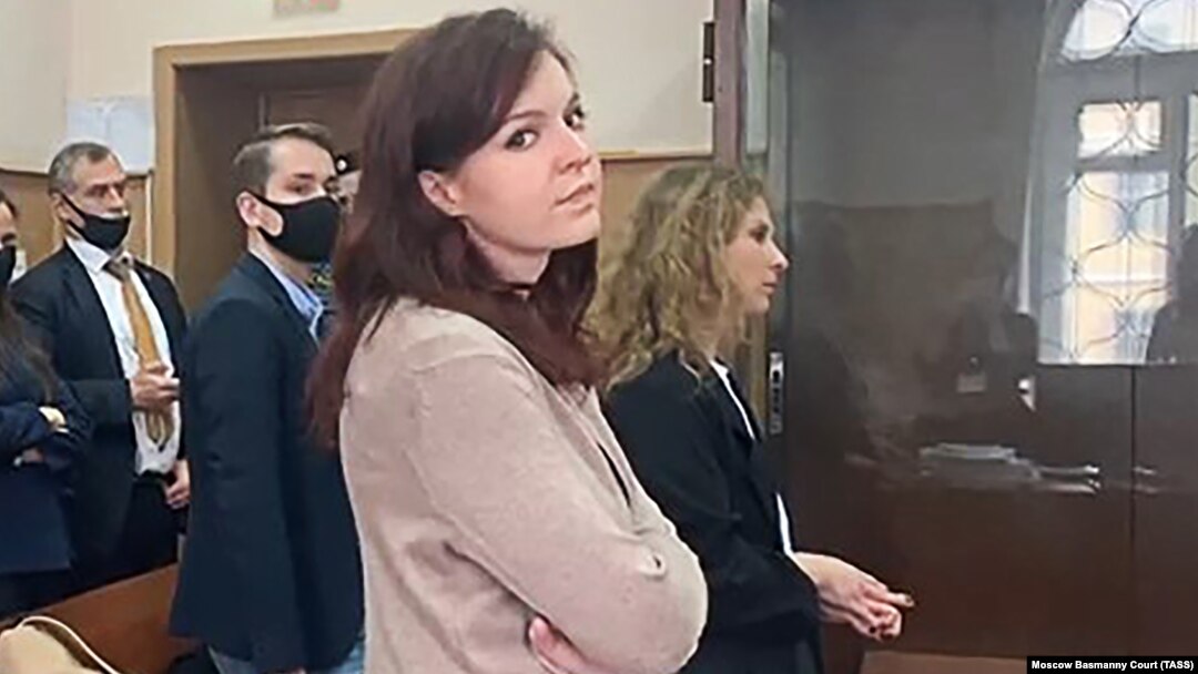 Kira Yarmysh attends a court hearing in Moscow 0n March 18.