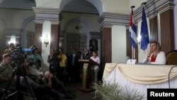 Federica Mogherini na pres-konferenciji u Havani, fotoarhiv