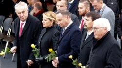 От дясно на ляво президентите на Германия, Словакия, Полша, Чехия и Унгария на възпоменателното честване за 30-годишнината от падането на Берлинската стена