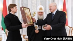 Патріарх РПЦ Кирило і президент Білорусі Олександр Лукашенко. Мінськ, 15 жовтня 2018 року