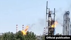 Шўртангаздаги ёнғин экани иддао қилиниб, ижтимоий тармоқларда тарқатилган фотосурат.